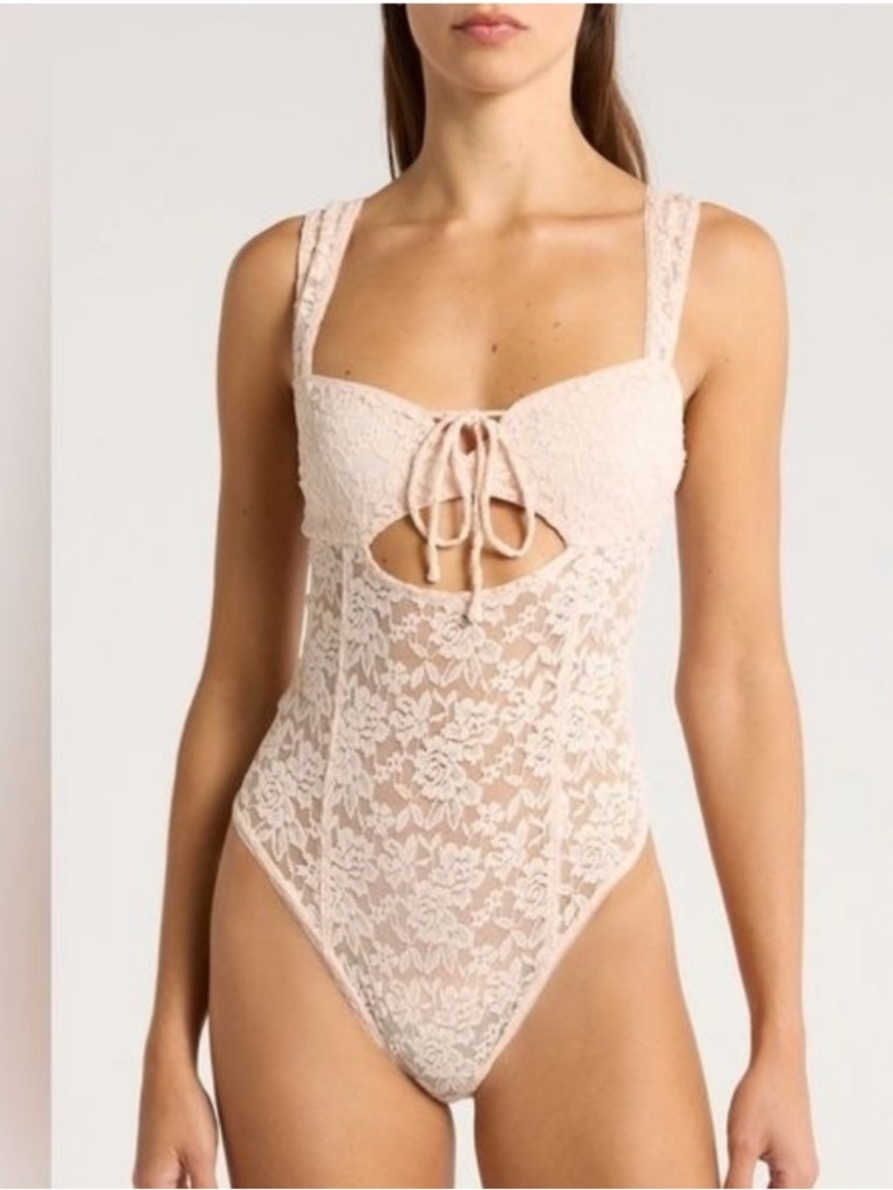 Free People Blush Lace Bodysuit Chemise NWOT